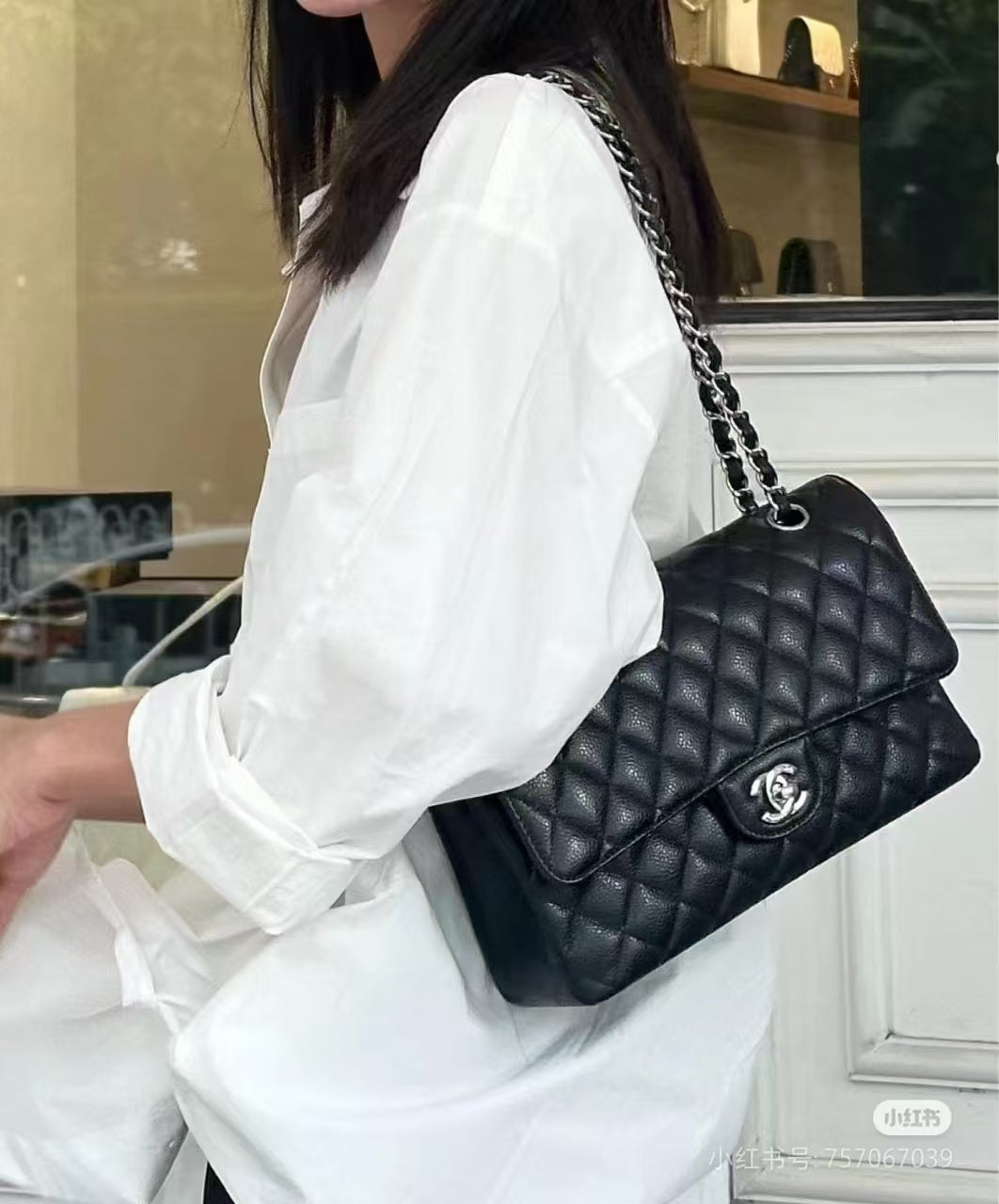 Chanel Classic Flap Bag – Black Quilted Caviar Leather with Gold-Tone Hardware