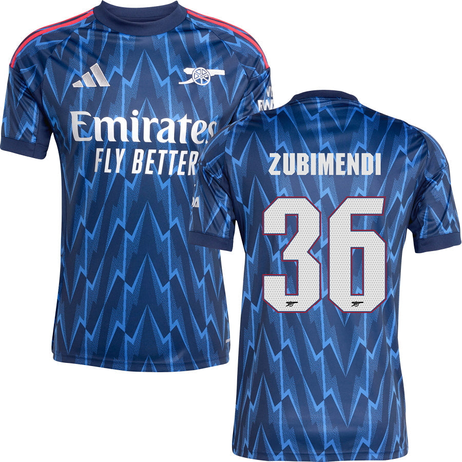Arsenal Away Jersey #36 ZUBIMENDI 2025/26 Adults-Footzilla