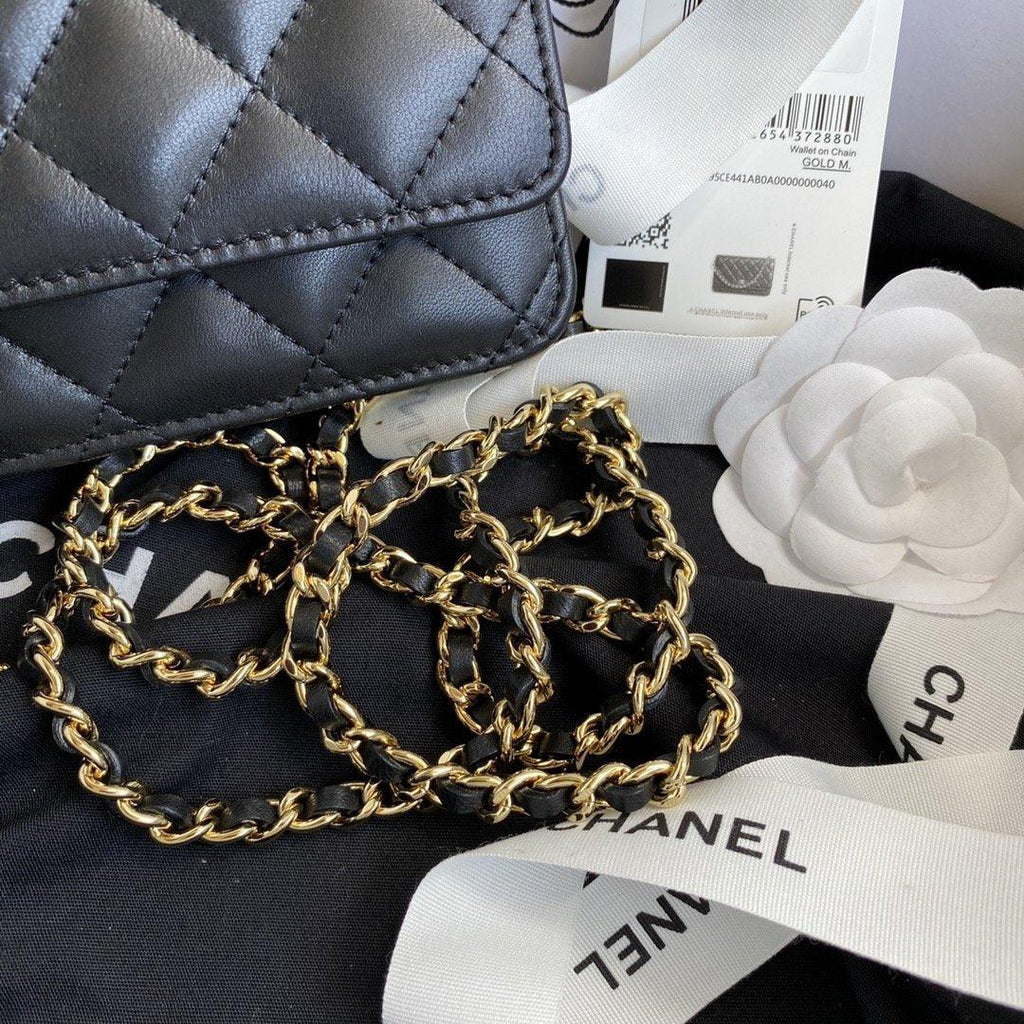 Chanel Wallet on chain WOC Black Lambskin
