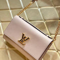 Lv Twist Chain Wallet Light Pink Grain Leather