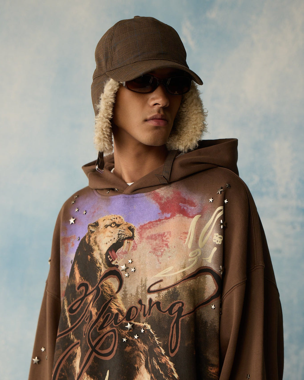 Brown Star Studded Hoodie Polkal™ BluOr