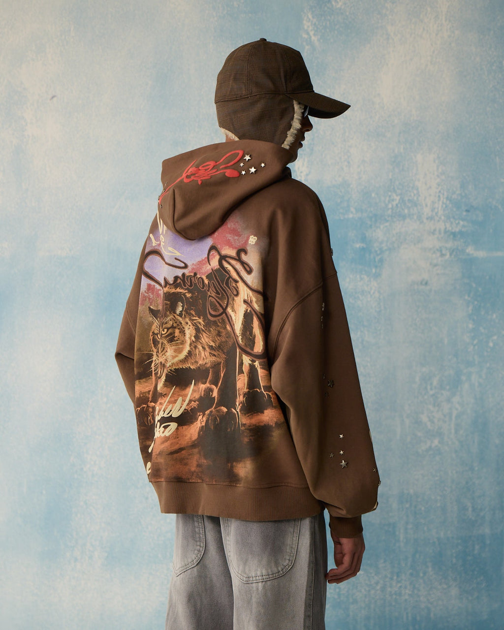 Brown Star Studded Hoodie Polkal™ BluOr