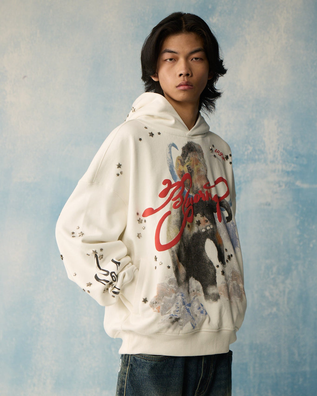 White Star Studded Hoodie Polkal™ BluOr