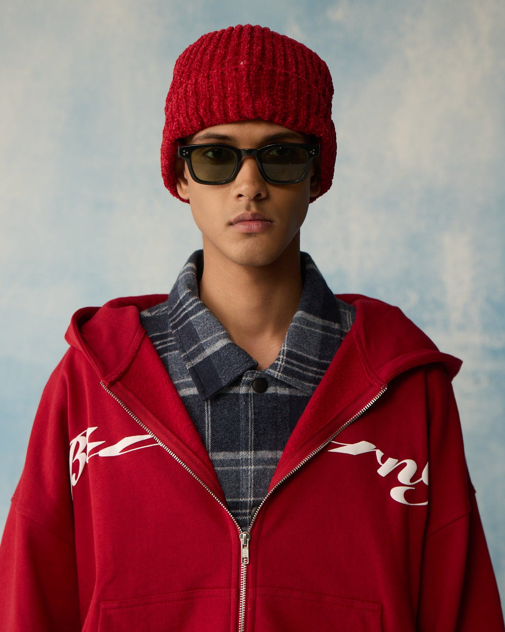 Red Serpent Bloom Zipper Hoodie Polkal™ BluOr