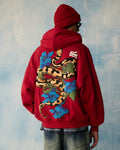 Red Serpent Bloom Zipper Hoodie Polkal™ BluOr