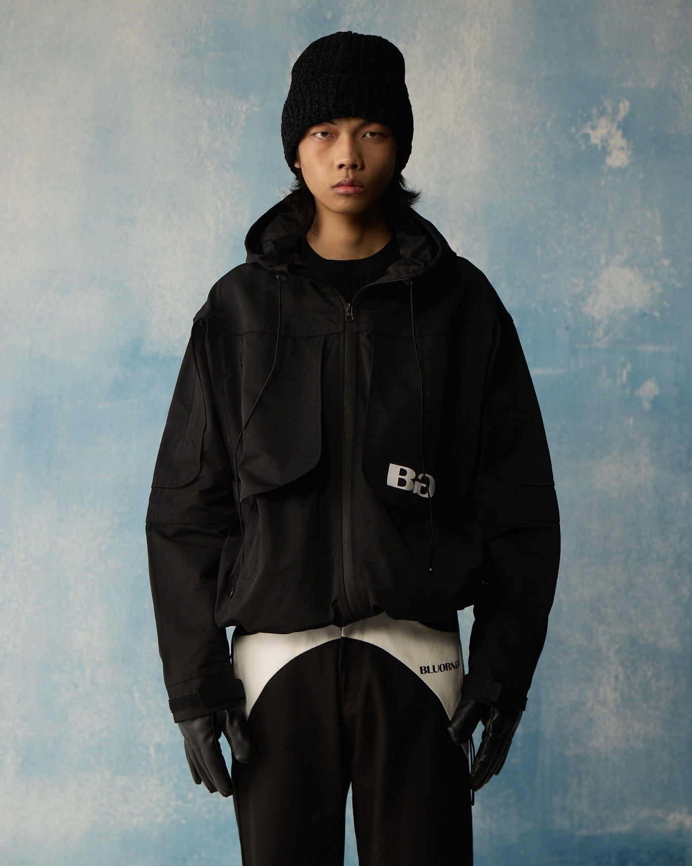 Black Techwear Over-Jacket Polkal™ BluOr