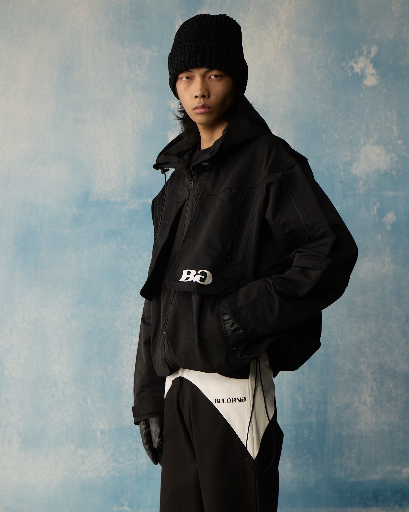 Black Techwear Over-Jacket Polkal™ BluOr