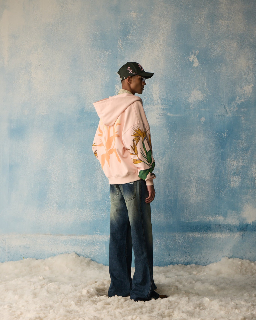 Pink Birds Of Paradise Zipper Hoodie Polkal™ BluOr