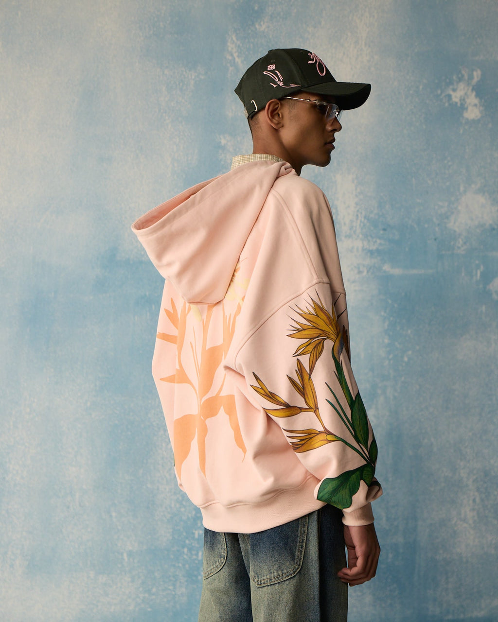Pink Birds Of Paradise Zipper Hoodie Polkal™ BluOr