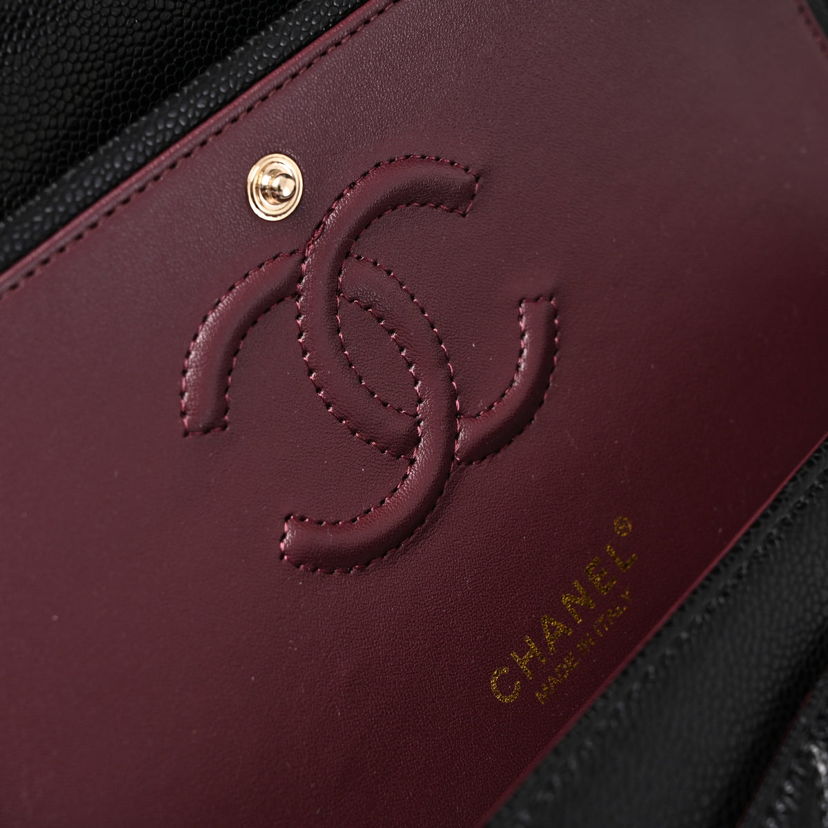 Chanel Classic Flap Bag – Black Quilted Caviar Leather with Gold-Tone Hardware