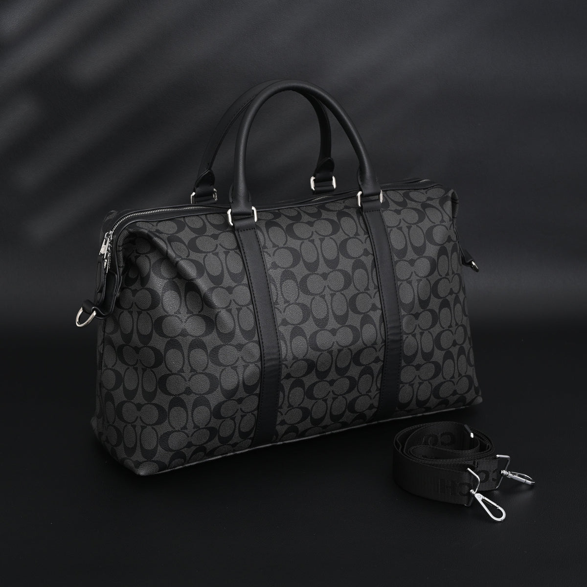 Coach Metropolitan Duffel Bag in Signature Black Canvas