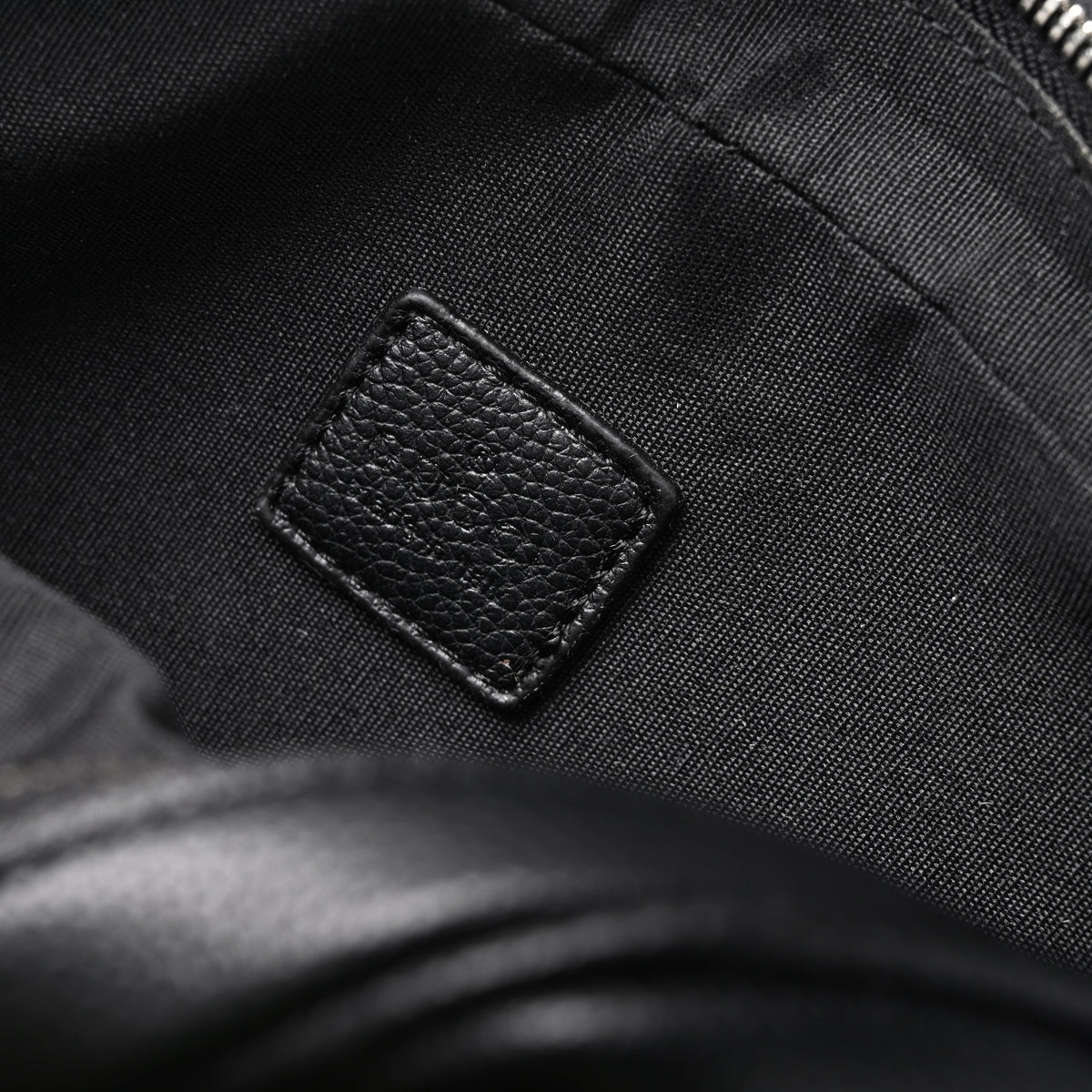 Gucci Black Leather Embossed Logo Belt Bag