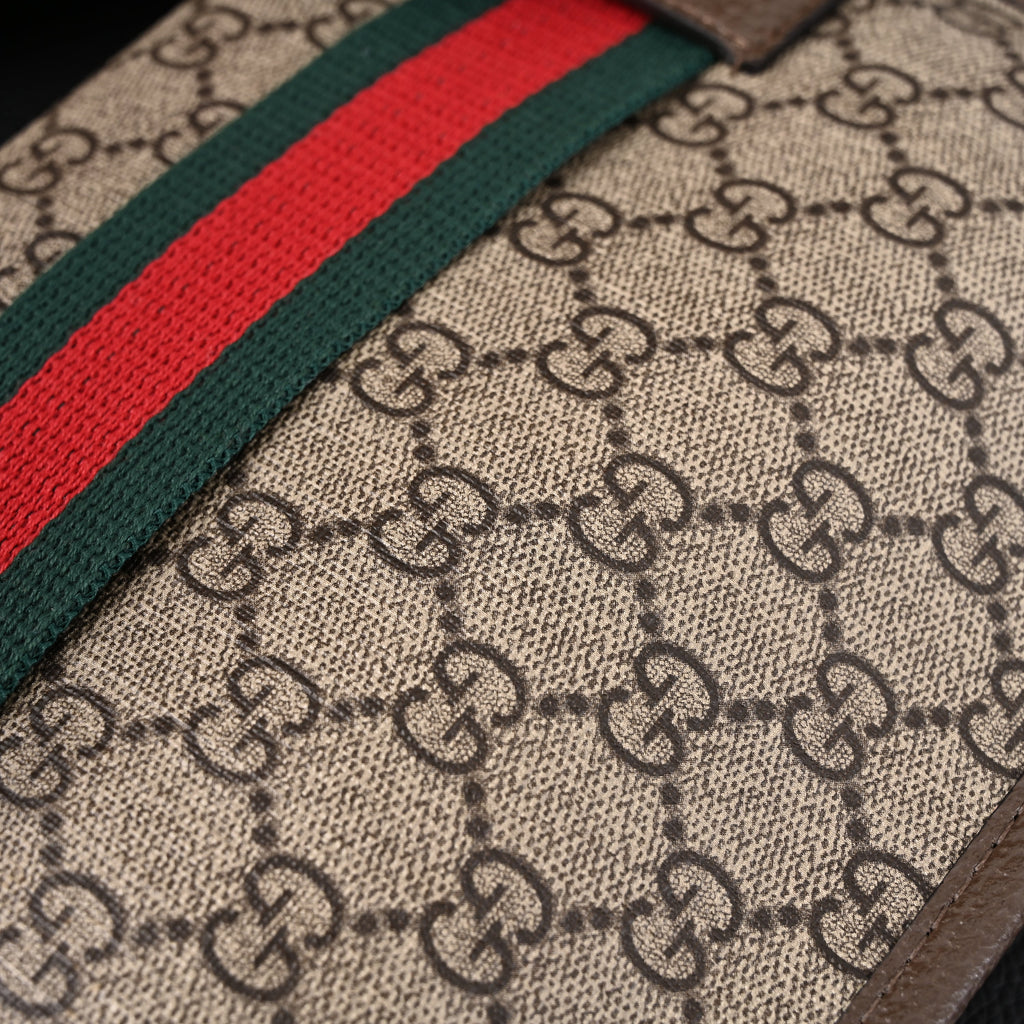 Gucci Ophidia GG Supreme Mini Belt Bag – Beige/Ebony with Web Stripe