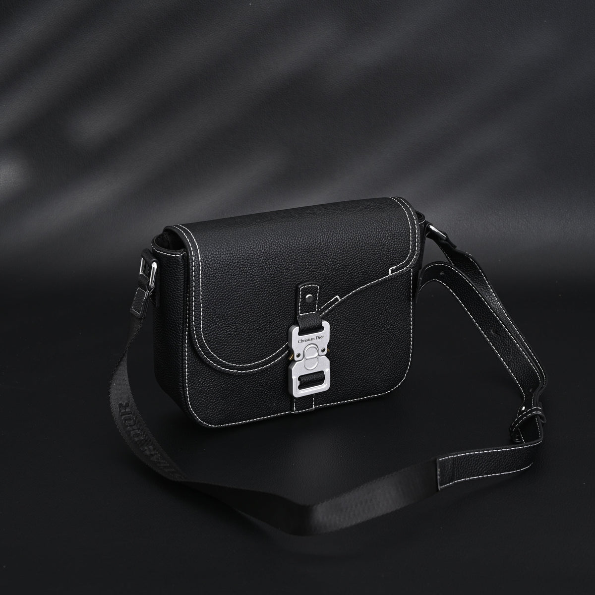 Dior Saddle Crossbody Bag – Black Grained Calfskin with Silver-Tone Hardware