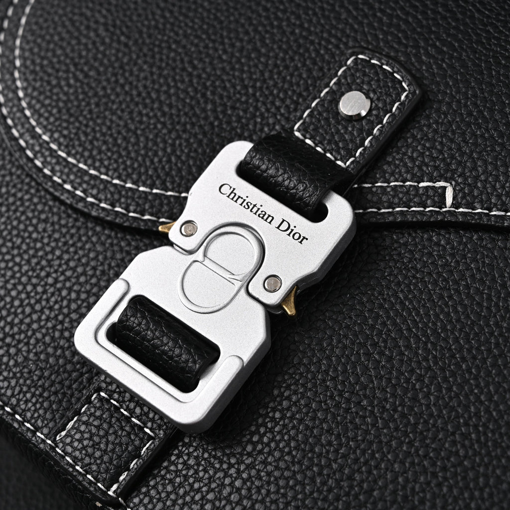Dior Saddle Crossbody Bag – Black Grained Calfskin with Silver-Tone Hardware