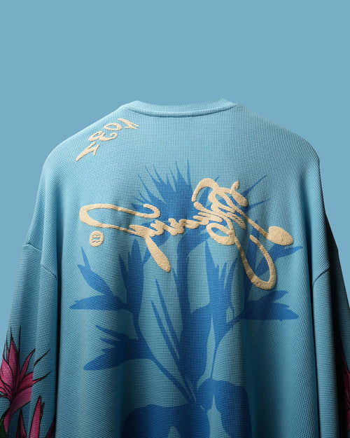 Aqua Bird Of Paradise Full Sleeve T-Shirt Polkal™ BluOr
