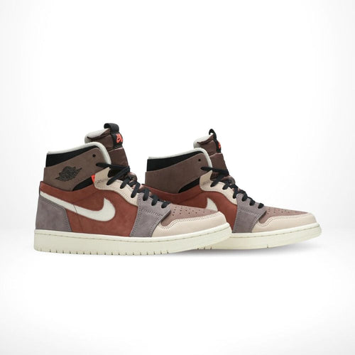 Angled front view of a full pair of Air Jordan 1