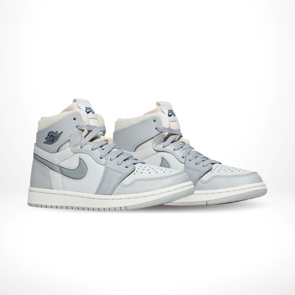 Angled front view of a full pair of Air Jordan 1