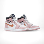 Angled front view of a full pair of Air Jordan 1