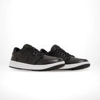 Angled front view of a full pair of Air Jordan 1