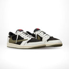 Angled front view of a full pair of Air Jordan 1