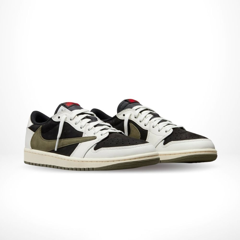 Angled front view of a full pair of Air Jordan 1