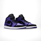 Angled front view of a full pair of Air Jordan 1