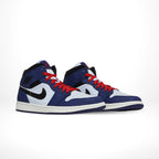 Angled front view of a full pair of Air Jordan 1