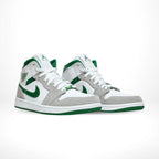 Angled front view of a full pair of Air Jordan 1