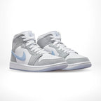 Angled front view of a full pair of Air Jordan 1
