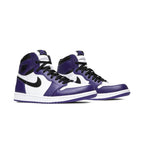 Angled front view of a full pair of Air Jordan 1