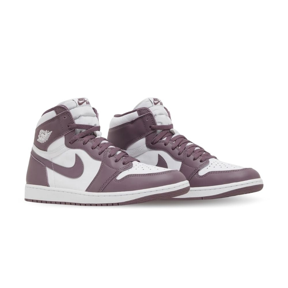 Angled front view of a full pair of Air Jordan 1