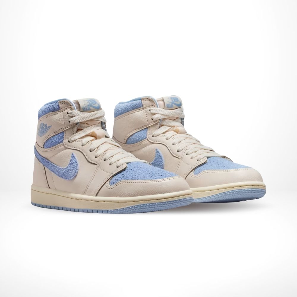 Angled front view of a full pair of Air Jordan 1