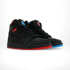 Angled front view of a full pair of Air Jordan 1