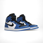 Angled front view of a full pair of Air Jordan 1