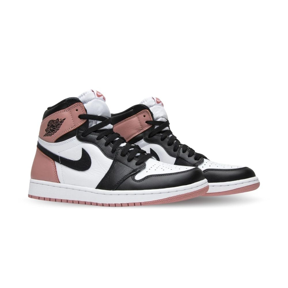 Angled front view of a full pair of Air Jordan 1