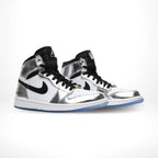 Angled front view of a full pair of Air Jordan 1