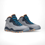 Angled front view of a full pair of Air Jordan 10