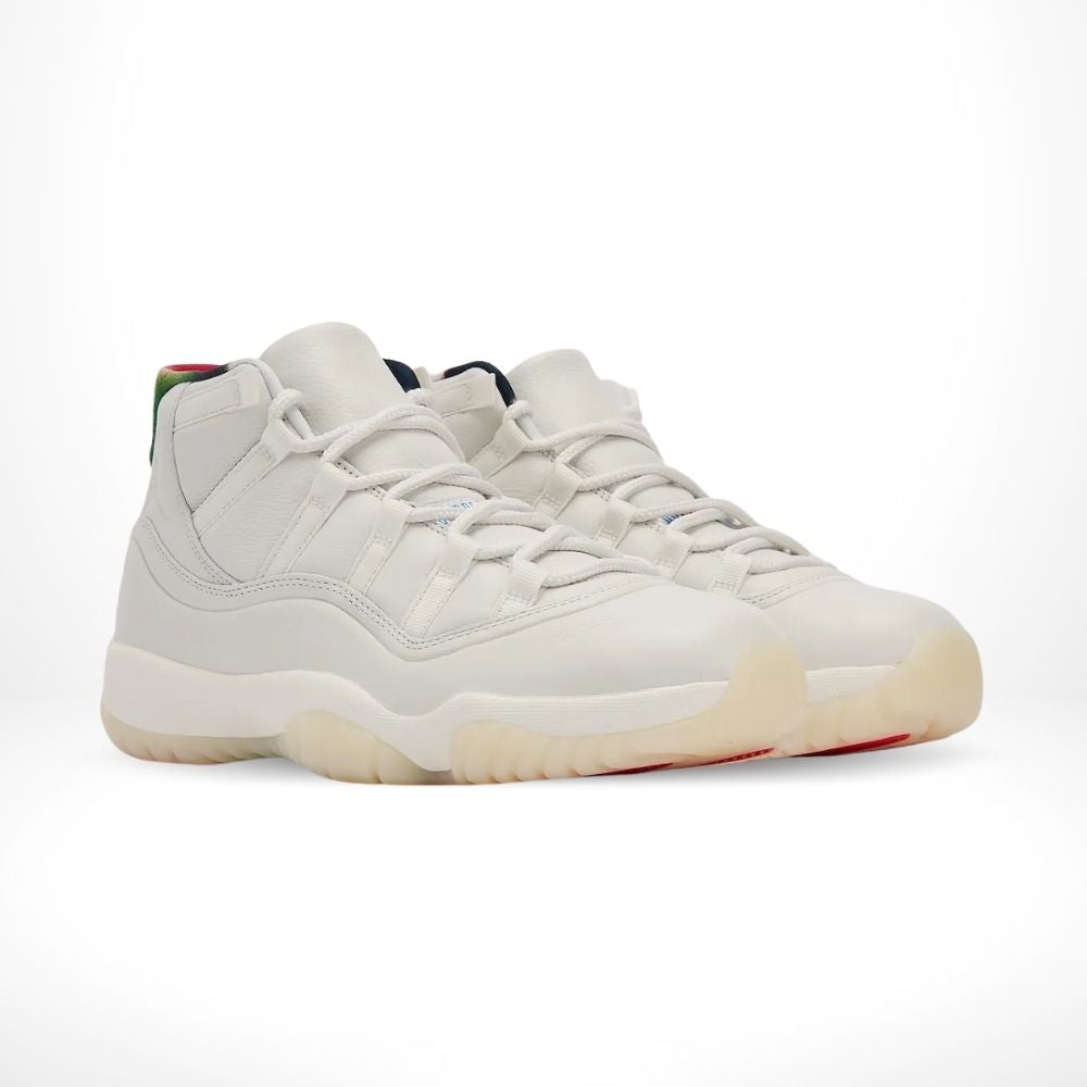 Angled front view of a full pair of Air Jordan 11