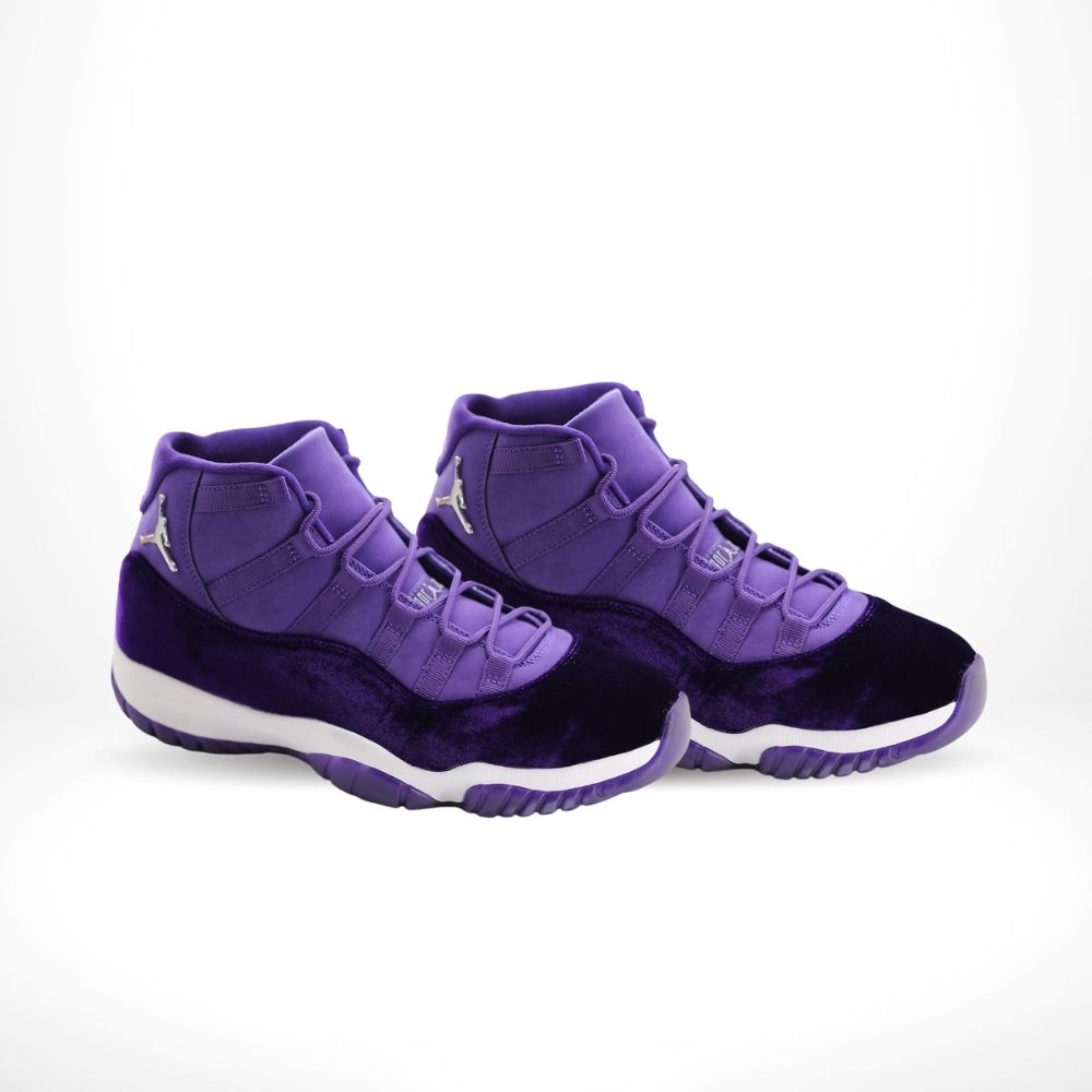 Angled front view of a full pair of Air Jordan 11