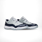 Angled front view of a full pair of Air Jordan 11