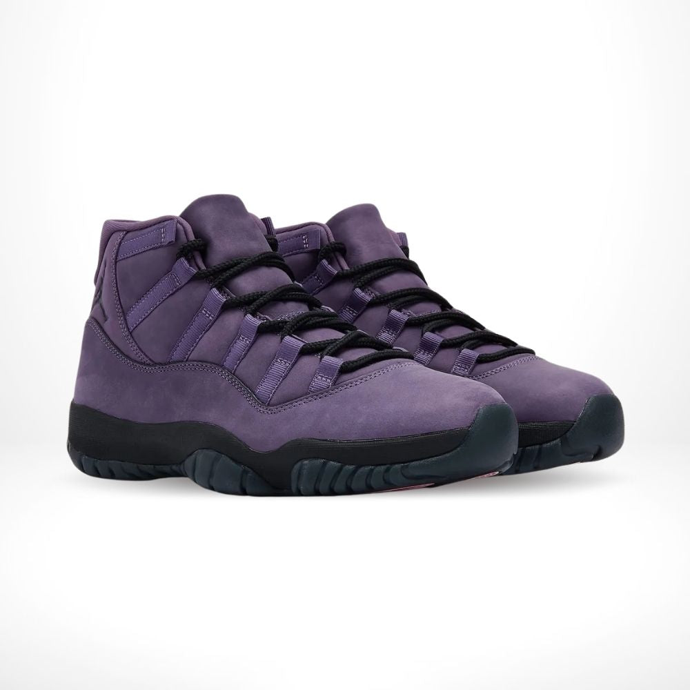 Angled front view of a full pair of Air Jordan 11