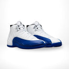 Angled front view of a full pair of Air Jordan 12