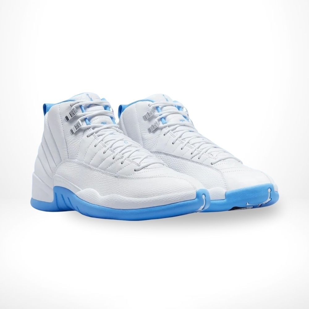 Angled front view of the Air Jordan 12