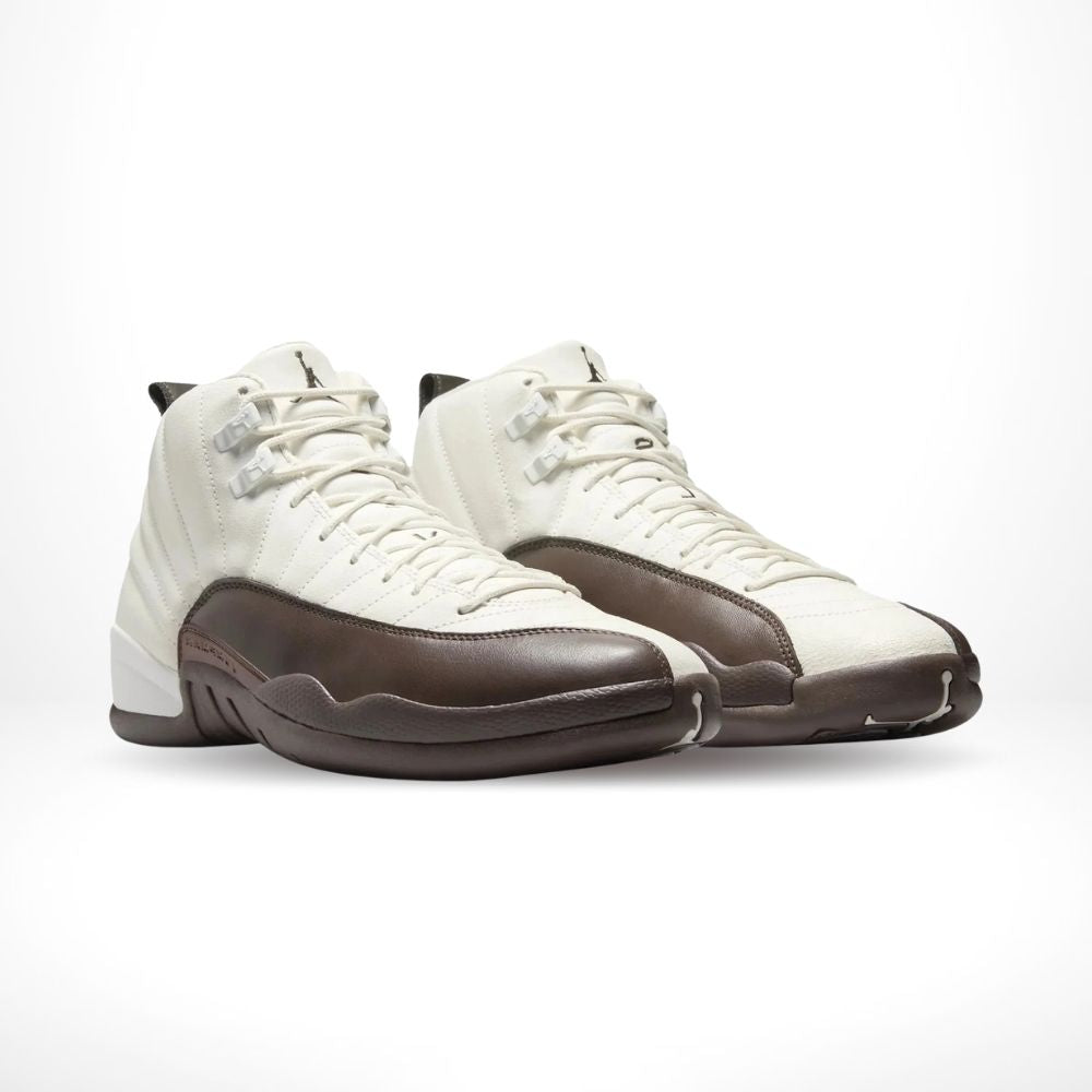 Angled front view of a full pair of Air Jordan 12