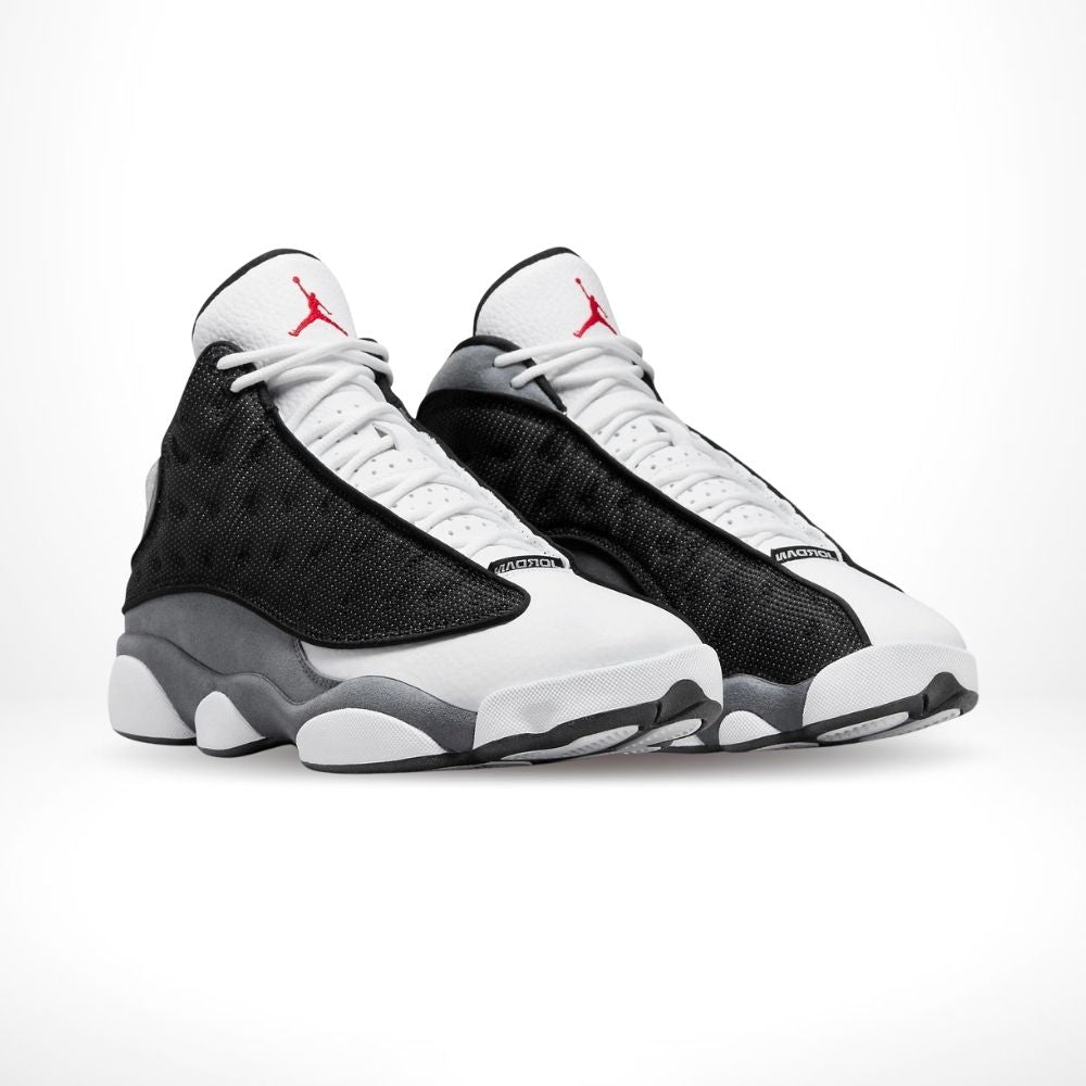 Angled front view of a full pair of Air Jordan 13
