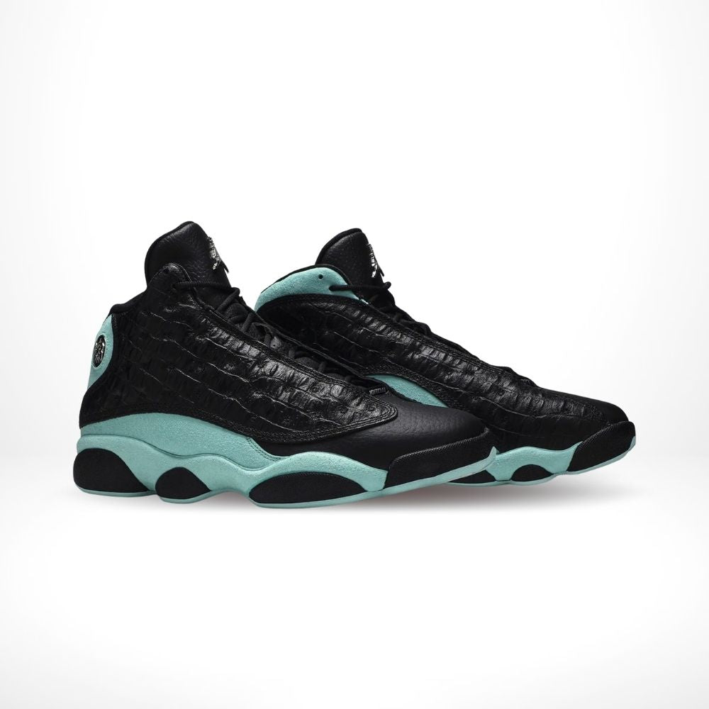 Angled front view of a full pair of Air Jordan 13