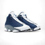 Angled front view of a full pair of Air Jordan 13