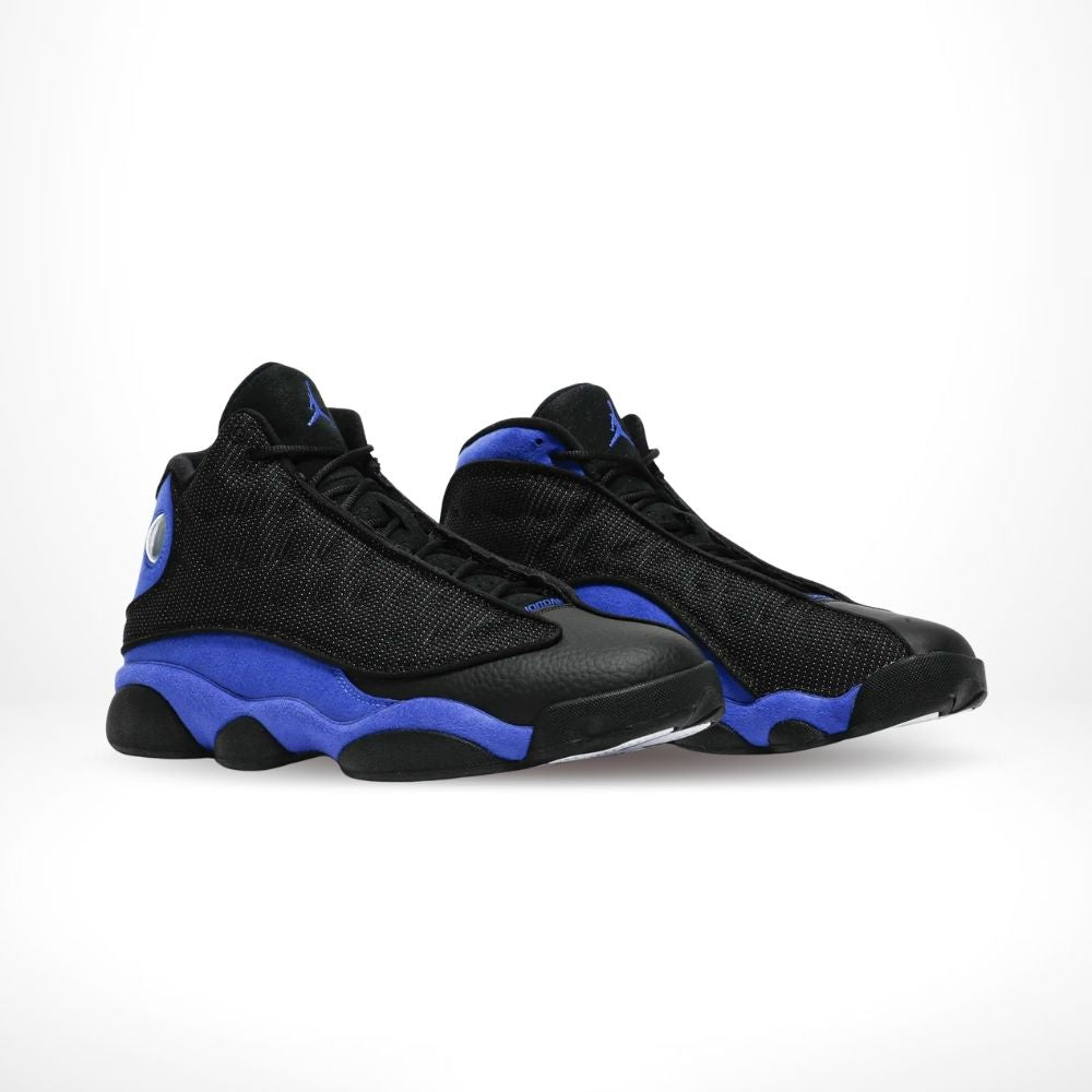 Angled front view of a full pair of Air Jordan 13