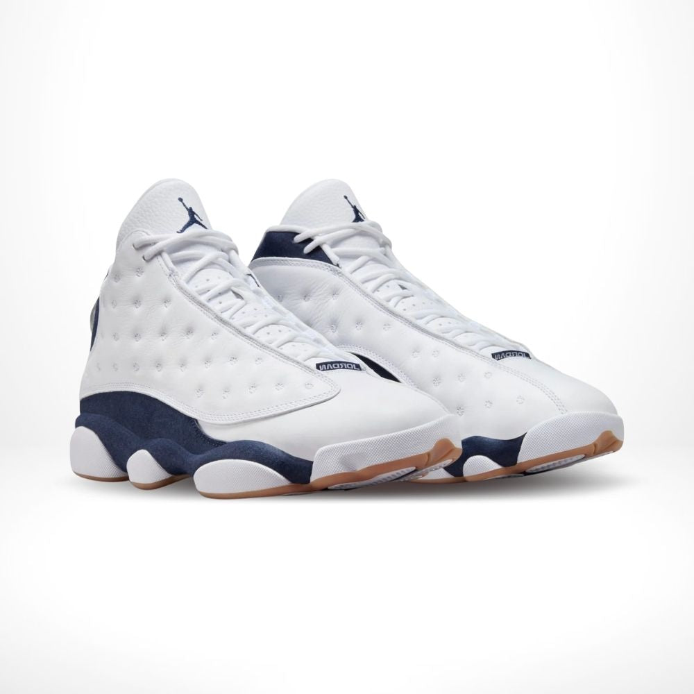 Angled front view of a full pair of Air Jordan 13